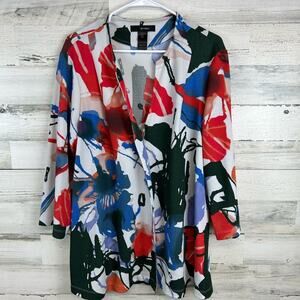 Ali Miles Multi Color Abstract Jacket One Button Size 1X Art To Wear